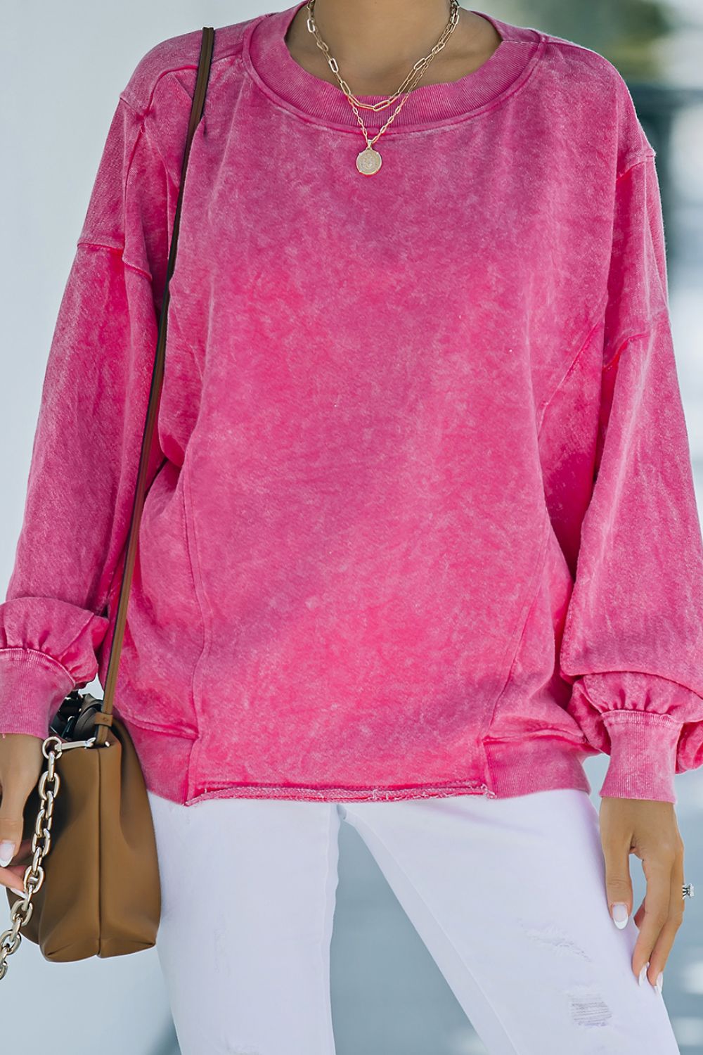 Hot Pink Washed Sweatshirt