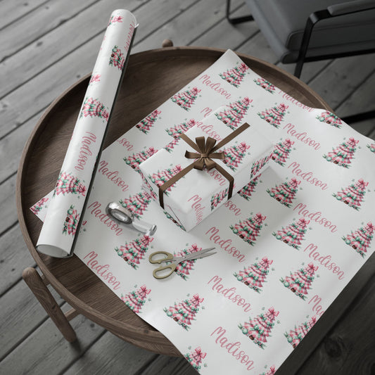 Pink Coquette Christmas Personalized Wrapping Paper