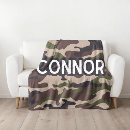 Camo Personalized Checkered Velveteen Minky Blanket