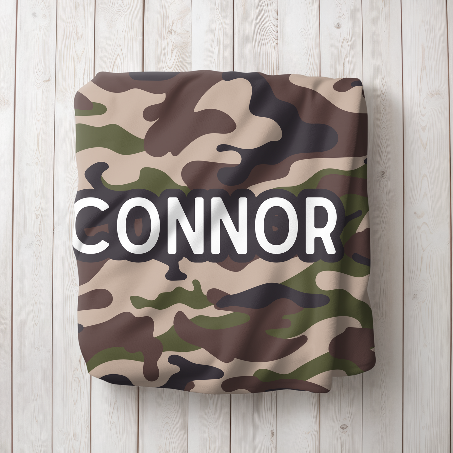 Camo Personalized Checkered Velveteen Minky Blanket