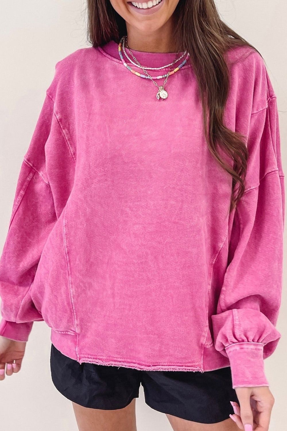 Hot Pink Washed Sweatshirt