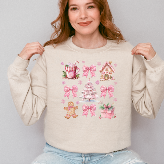 Pink Christmas Coquette - Tshirt, long sleeve tee, sweatshirt