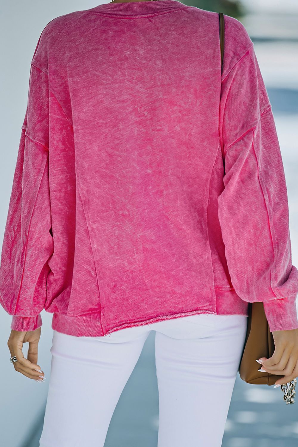 Hot Pink Washed Sweatshirt